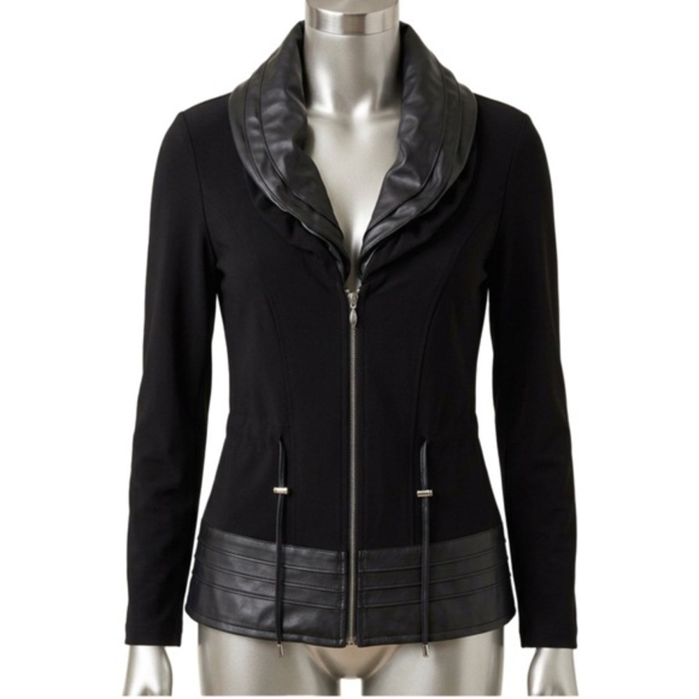 Joseph Ribkoff Black Jacket with Satin Accents, Size US 8.
